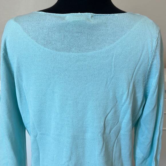Sigrid Olsen Double Layered Sweater Cotton Rayon 3/4 Sleeve Light Blue M Petite - Picture 13 of 15